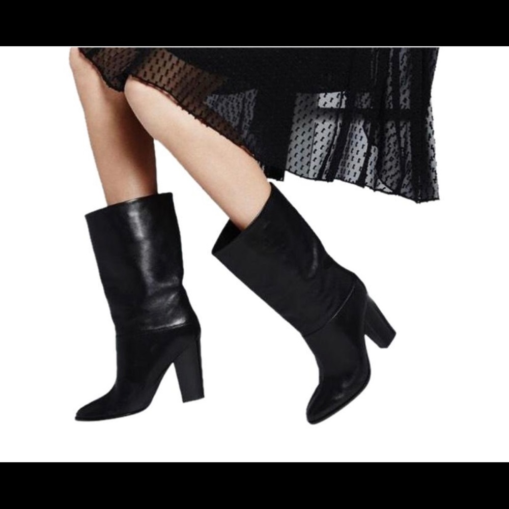 Club Monaco Black Leather Elycia Boots Pre-Owned US 8 EUR 38